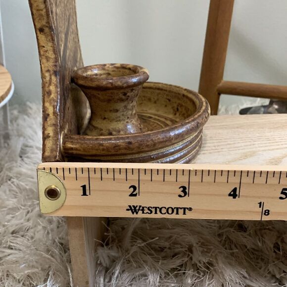 Handmade Artist Signed Stoneware Wall Taper Candle Wall Sconce Studio Pottery - Picture 10 of 17